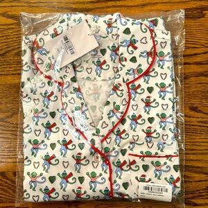 Roller Rabbit Merry Monkey Long Sleeve Polo Pajamas